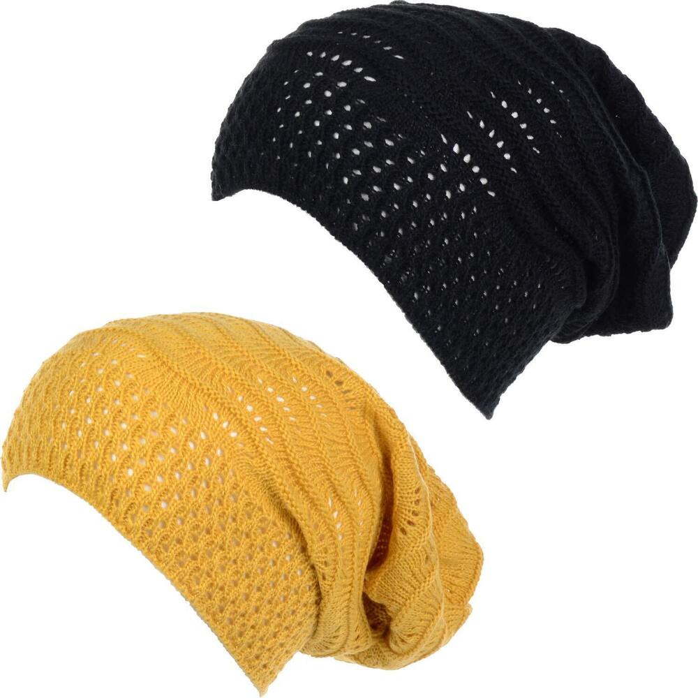 5133 BYOS Airy Cool Lightweight Cutout Long Slouchy Crochet Knit Beanie Hat